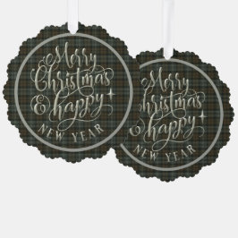 Black Watch Weathered Scottish Tartan Weihnachten Ornament Karte