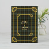 Black Watch Wetter Tartan Gold Foil Einladung (Stehend vorne)