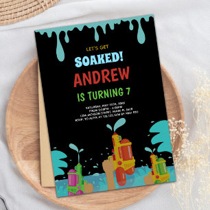 Black Water Gun zum Geburtstag Einladungen