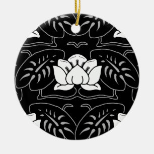 Black Water Lily Motif Keramik Ornament