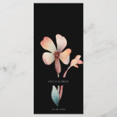 Black Watercolor Blue Blätter Minimalistische Hoch Menükarte (Rückseite)