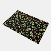 Black Watercolor Christmas Mistletoe Pattern Fußmatte (Schrägansicht)