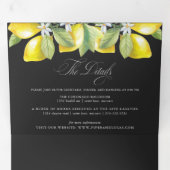 Black Watercolor Citrus Lemon Blossom Hochzeit Dreifach Gefaltete Einladung (Innen Erste Seite)
