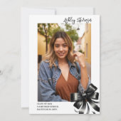 Black Watercolor Coquette Bow Abschluss Foto Einladung (Rückseite)