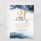 Black Watercolor - Einladung zum 21. (Vorderseite)