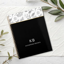 Black Watercolor Floral Pattern Stylish 2026 Planer