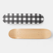 Black Watercolor Gingham Skateboard (Horizontal)
