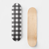 Black Watercolor Gingham Skateboard (Vorderseite)