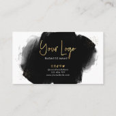 Black Watercolor Gold Glitzer Beauty Referenzen Ka Empfehlungskarte (Rückseite)