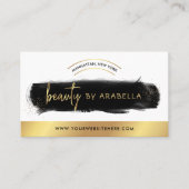 Black Watercolor & Gold Makeup Lashes Schönheitssa Visitenkarte (Vorderseite)