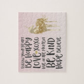 Black Watercolor Inspirational Gold Unicorn Puzzle (Vertikal)