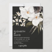 Black Watercolor Moderne Luxus Orchid Wedding Einladung (Vorderseite)