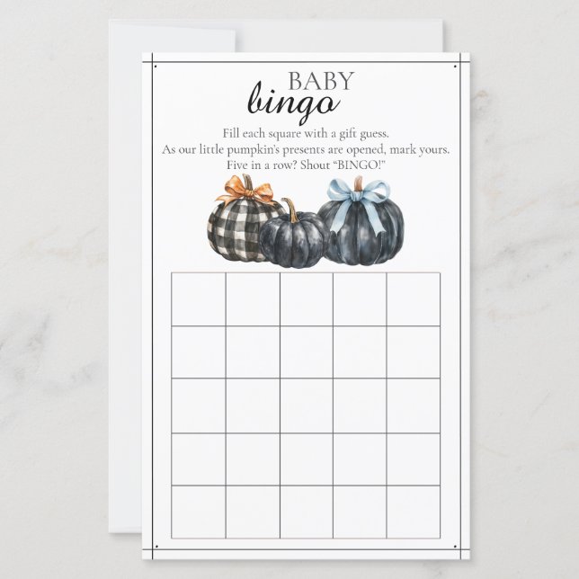 Black Watercolor Pumpkins Baby Dusche Bingo Spiel (Vorderseite)
