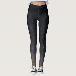 Black Watercolor Starry Night Leggings
