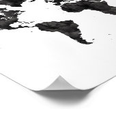 Black Watercolor Weltkarte Grunge Kunst, Dichtung Poster (Ecke)