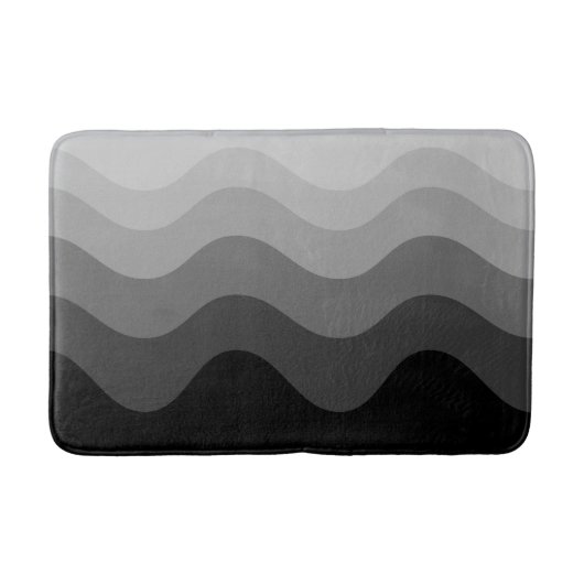 Black Wavey Stripe Modern Bath Mat Badematte (Vorderseite)