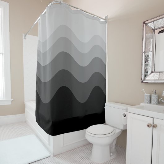 Black Wavey Stripe Moderner Duschvorhang (Beispiel)