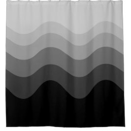 Black Wavey Stripe Moderner Duschvorhang