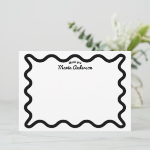 Black Wavy Border Personalisiert Danke Mitteilungskarte