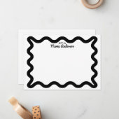 Black Wavy Border Personalisiert Danke Mitteilungskarte (Vorderseite/Rückseite Beispiel)