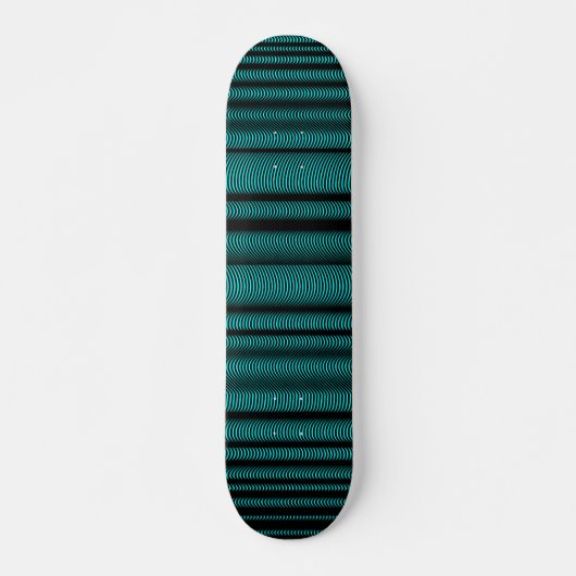 Black Wavy Lines - auf Cyan Skateboard (Vorne)