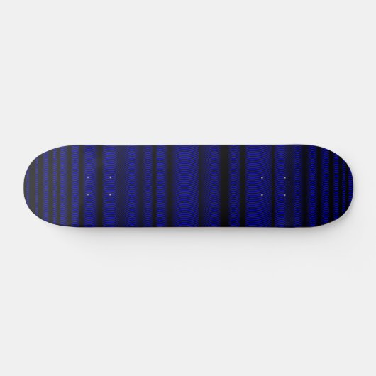 Black Wavy Lines - On Blue Skateboard (Horizontal)
