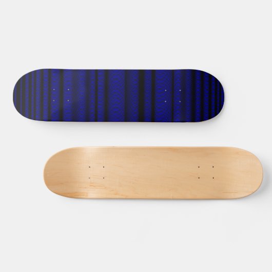 Black Wavy Lines - On Blue Skateboard (Horizontal)