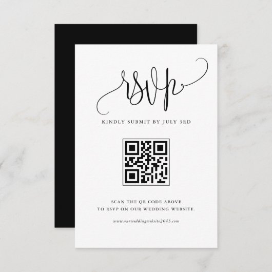 Black We Do moderne Kalligrafie Hochzeit QR-Code RSVP Karte (Vorne/Hinten)