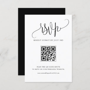 Black We Do moderne Kalligrafie Hochzeit QR-Code RSVP Karte