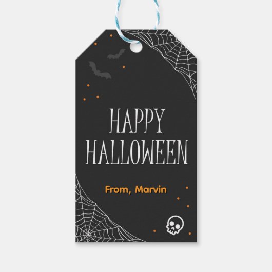 Black Web Halloween-Geschenk-Tag Geschenkanhänger (Vorderseite)