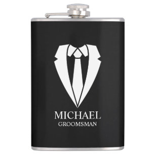 Black Wedding Anzug und Krawatte Personalisierte T Flachmann