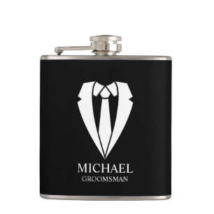 Black Wedding Anzug und Krawatte Personalisierte T Flachmann