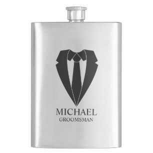 Black Wedding Anzug und Krawatte Personalisierte T Flachmann