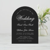 Black Wedding Arch Simple Calligraphy Modern Einladung (Stehend Vorderseite)