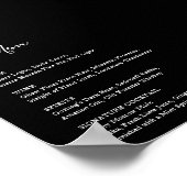Black Wedding Bar Menu Empfang Sign Drinks Poster (Ecke)