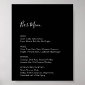 Black Wedding Bar Menu Empfang Sign Drinks Poster (Vorne)