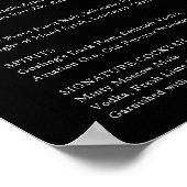 Black Wedding Bar Menu Empfang Sign Drinks Poster (Ecke)
