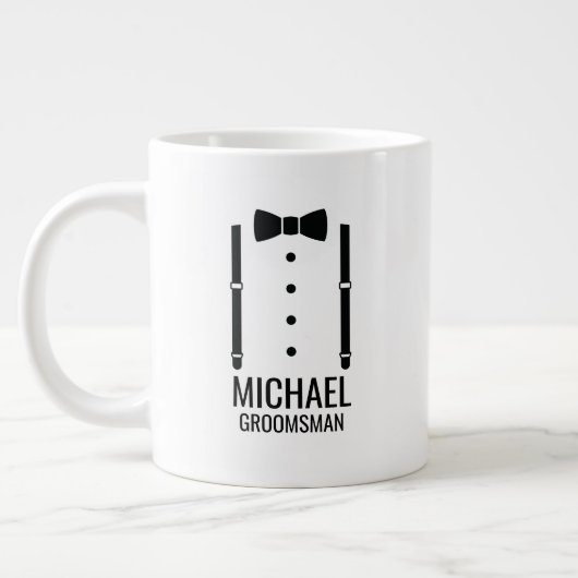 Black Wedding Bow Krawatte Personalisierte Trauzeu Jumbo-Tasse (Links)