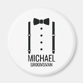 Black Wedding Bow Krawatte Personalisierte Trauzeu Magnet (Vorne)