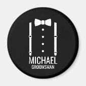 Black Wedding Bow Krawatte Personalisierte Trauzeu Magnet (Vorne)