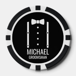 Black Wedding Bow Krawatte Personalisierte Trauzeu Pokerchips