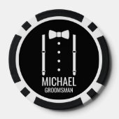 Black Wedding Bow Krawatte Personalisierte Trauzeu Pokerchips (Rückseite)