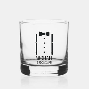 Black Wedding Bow Krawatte Personalisierte Trauzeu Whiskyglas