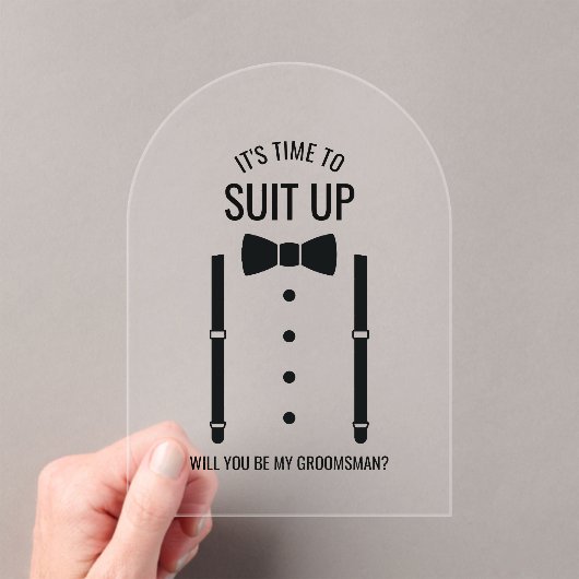 Black Wedding Bow Krawatte Trauzeuge Vorschlag Acryleinladungen (Insitu (Handheld))