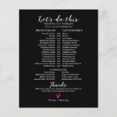 Black Wedding Bridal Timeline Reihenfolge der Erei (Vorderseite)