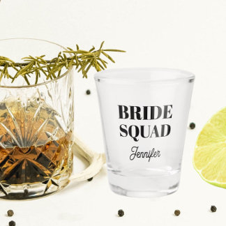 Black Wedding Bride Squad Personalized Schnapsglas