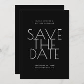 Black Wedding | Clean Typography Photo & QR Code Save The Date (Vorne/Hinten)