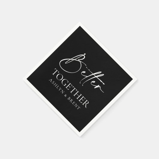 Black Wedding Cocktail Napkins Serviette (Ecke)