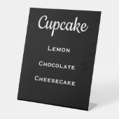 Black Wedding Cupcake Menu Pedestal Schild (Vorderseite)