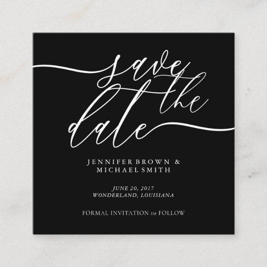 Black Wedding Custom Foto Mini Save the Date Begleitkarte (Vorderseite)